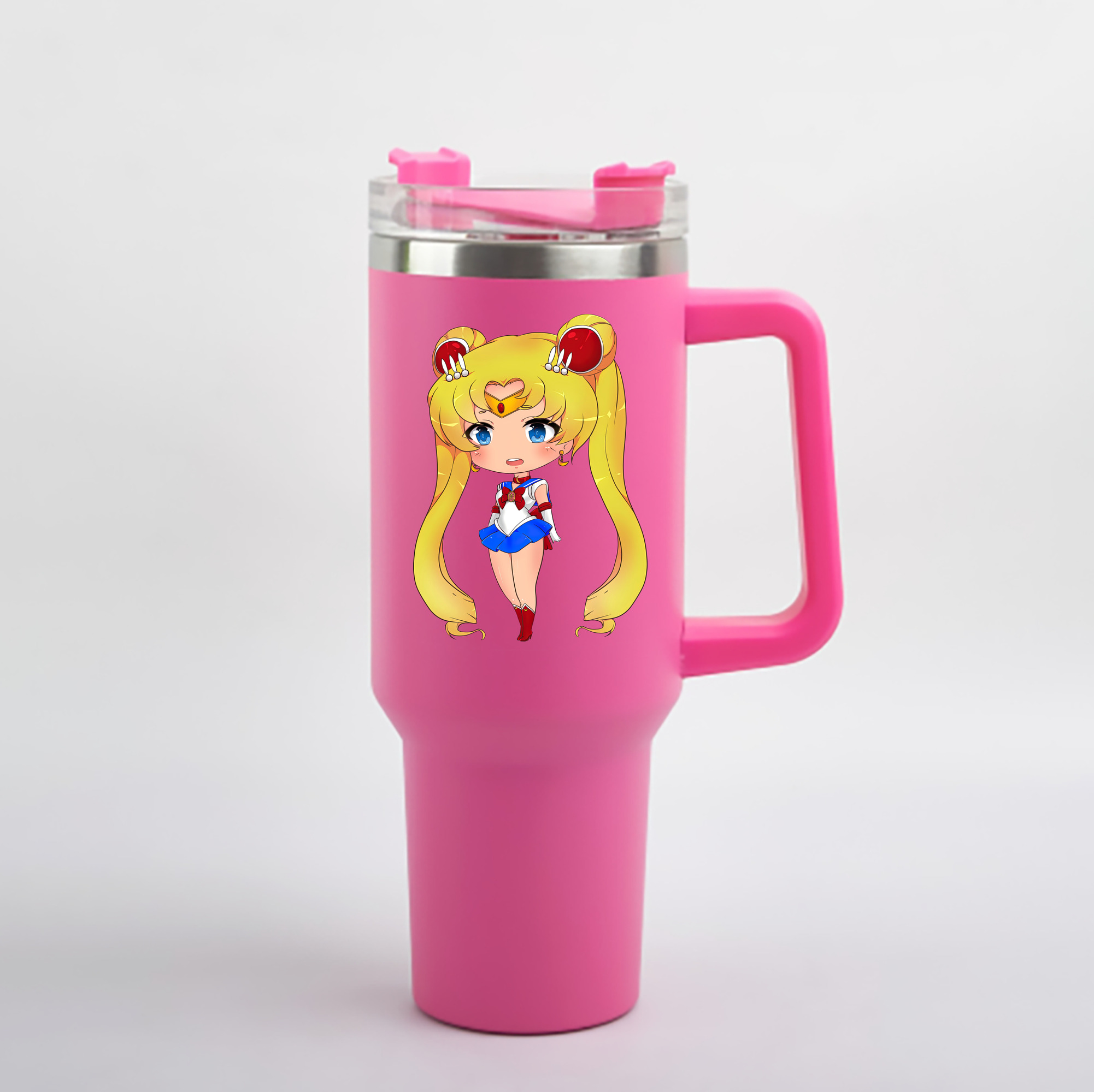 （画像用） 美少女戦士セーラームーン 月野 うさぎ つきの うさぎ Sailor Moon Tsukino Usagi 1200mL車用タンブラー - クリスタルステッカー（プラスチックストロー付き）